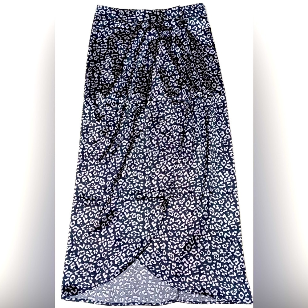 ANTHRO Sincerely Jules Leopard Animal Print Satin Wrap Skirt Sz XS/S